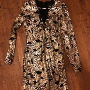Gold sequin party dress